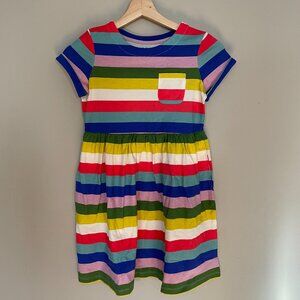 NWOT Mini Boden Short-Sleeve Jersey Dress - Multi Rainbow Stripe